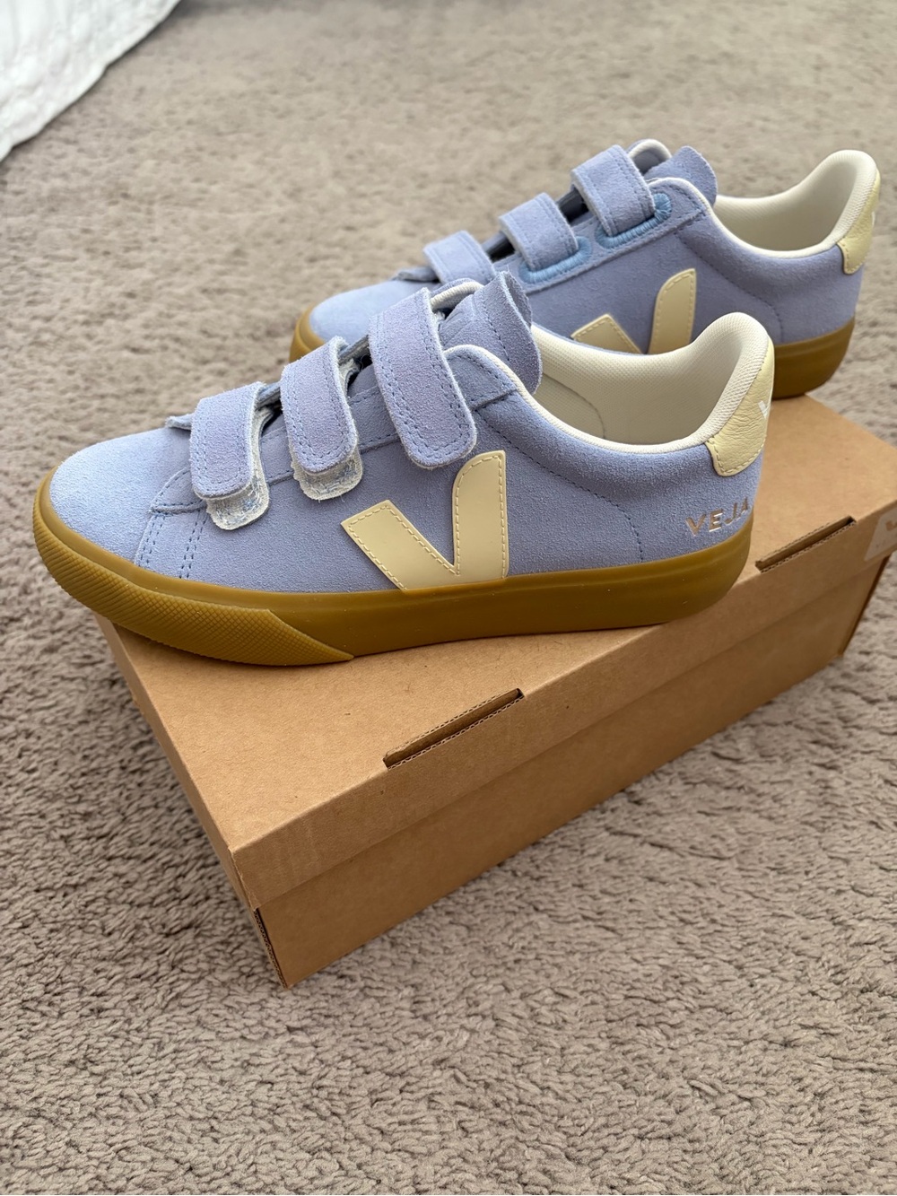 Veja Suede Sneakers in Lavender with Tan Accents